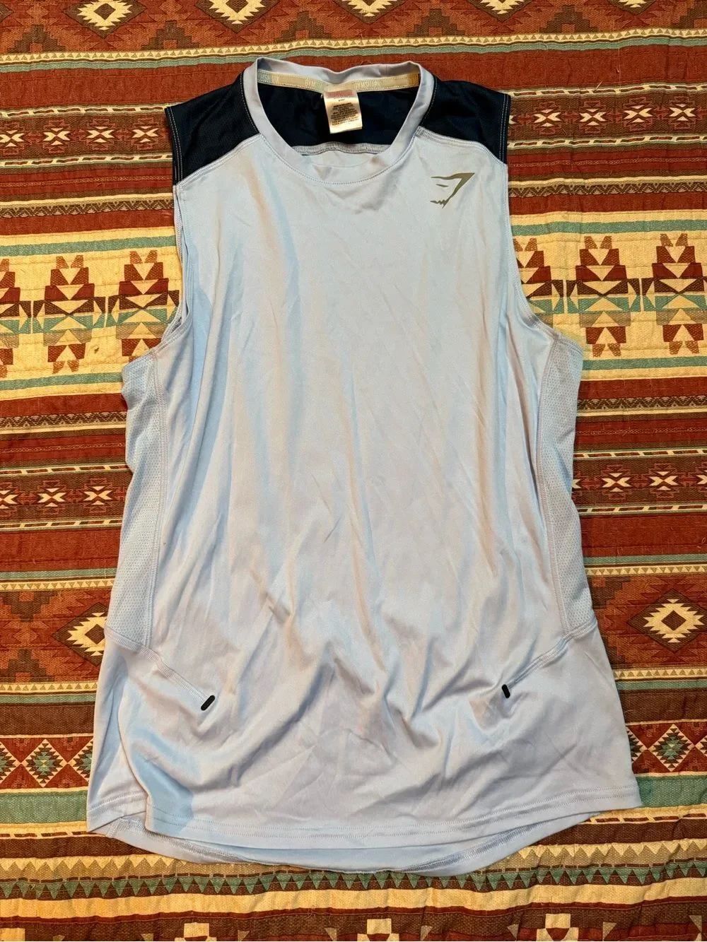 Gymshark Light Blue Athletic Tank Top with Subtle Logo size small